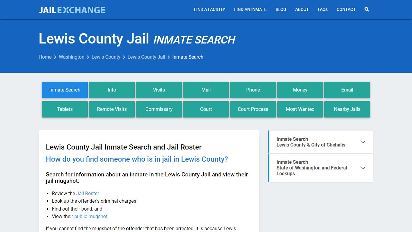Inmate Search: Roster & Mugshots - Lewis County Jail, WA