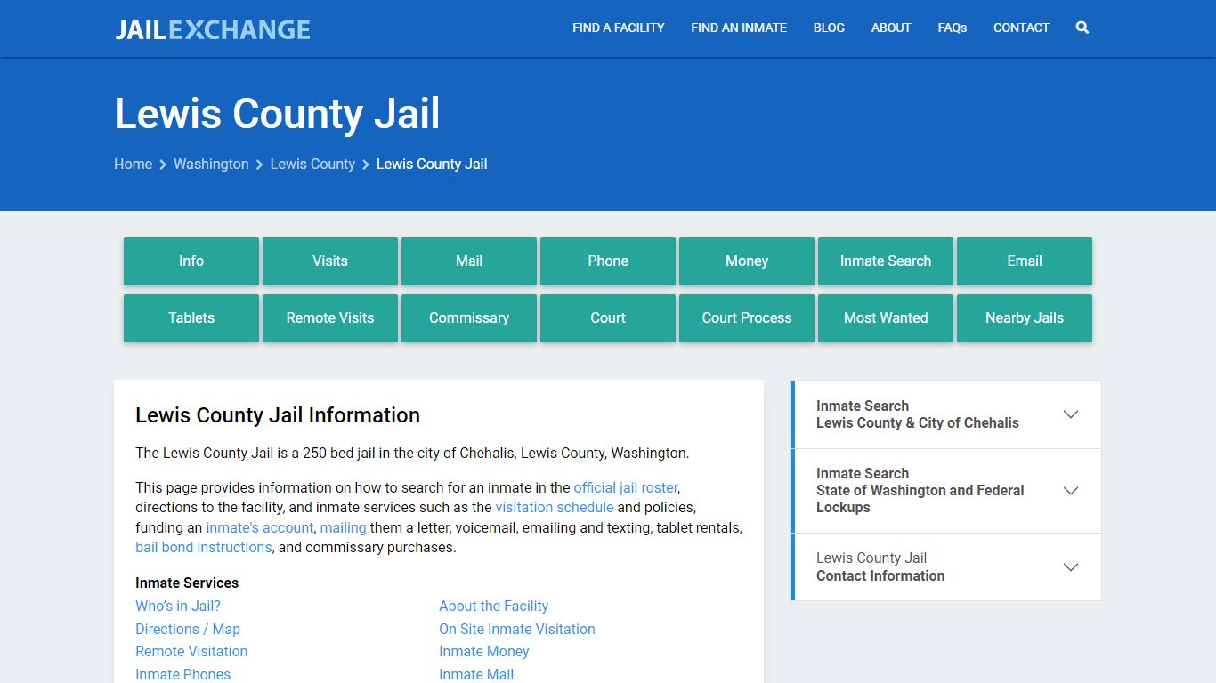 Lewis County Jail, WA Inmate Search, Information